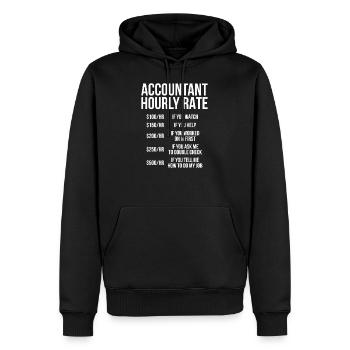 Comptable taux horaire cadeau comptable - Sweat à capuche Premium bio Homme - noir - Devant - Nico (187cm)