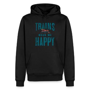 Trains de chemin de fer - Sweat à capuche Premium bio Homme - noir - Devant - Nico (187cm)