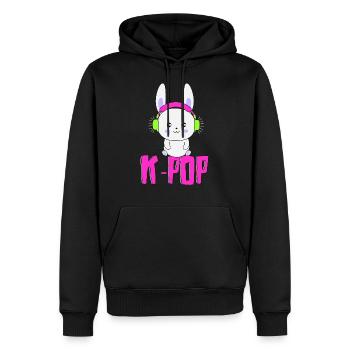 Musique de lapin K-pop - Sweat à capuche Premium bio Homme - noir - Devant - Nico (187cm)