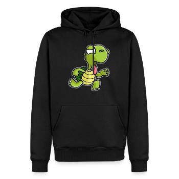 Tortue fitness drôle - Sweat à capuche Premium bio Homme - noir - Devant - Nico (187cm)