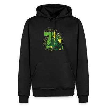 Fußball 7. Geburtstag Kinder 7 Jahre - Männer Premium Bio Hoodie - Schwarz - Vorne - Nico (187cm)