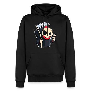 Faucheuse Victory Drôle - Sweat à capuche Premium bio Homme - noir - Devant - Nico (187cm)