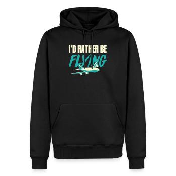 Pilot - Männer Premium Bio Hoodie - Schwarz - Vorne - Nico (187cm)