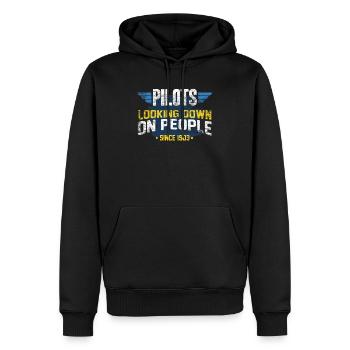 pilote - Sweat à capuche Premium bio Homme - noir - Devant - Nico (187cm)
