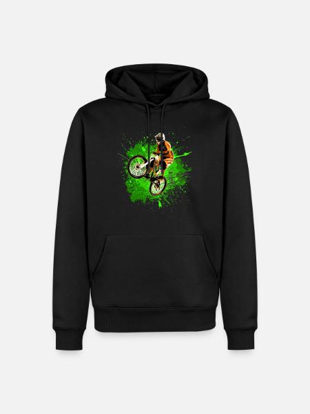 MTB Downhill Mountainbike grün - Männer Premium Bio Hoodie - Schwarz