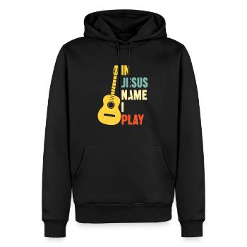 Guitar In Jesus Name I Play - Men’s Premium Organic Hoodie - black - Front - Nico (187cm)