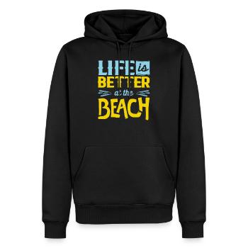 Strand - Männer Premium Bio Hoodie - Schwarz - Vorne - Nico (187cm)