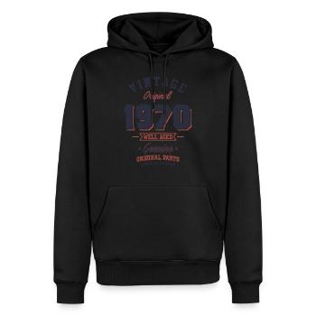 Vintage 1970 né en 1970 cadeau d'anniversaire rétro - Sweat à capuche Premium bio Homme - noir - Devant - Nico (187cm)