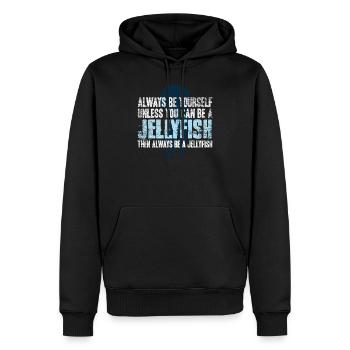 Qualle - Männer Premium Bio Hoodie - Schwarz - Vorne - Nico (187cm)