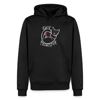 jeu chat meowster - Sweat à capuche Premium bio Homme - noir - Devant - Nico (187cm)