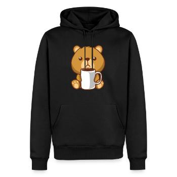 Ours brun ours café ours - Sweat à capuche Premium bio Homme - noir - Devant - Nico (187cm)