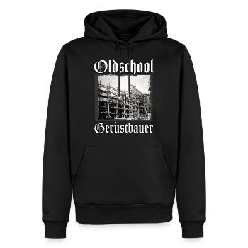 Gerüstbauer Shirt / Oldschool Gerüstbauer bedruckt - Männer Premium Bio Hoodie - Schwarz - Vorne - Nico (187cm)
