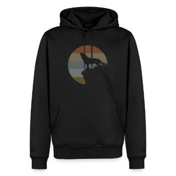 Wolf Berg Vintage - Männer Premium Bio Hoodie - Schwarz - Vorne - Nico (187cm)