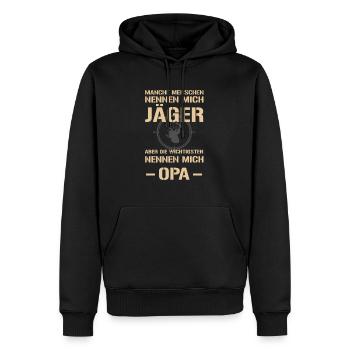 Jaeger opa - Männer Premium Bio Hoodie - Schwarz - Vorne - Nico (187cm)