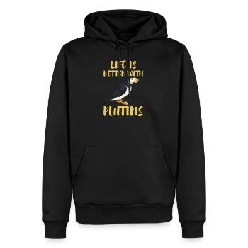 La vie est meilleure avec Puffins Atlantic Puffin Puffin - Sweat à capuche Premium bio Homme - noir - Devant - Nico (187cm)