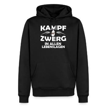 Kampfzwerg, In allen Lebenslagen, Sprüche Geschenk - Männer Premium Bio Hoodie - Schwarz - Vorne - Nico (187cm)