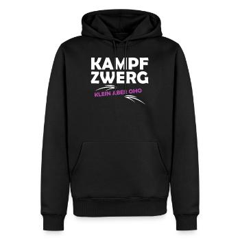 Kampfzwerg, Klein Aber Oho, Sprüche Zwerg,Geschenk - Männer Premium Bio Hoodie - Schwarz - Vorne - Nico (187cm)
