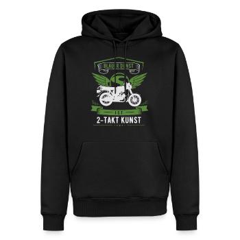 Blauer Dunst ist 2 Takt Kunst, Moped S51, Ost Mofa - Männer Premium Bio Hoodie - Schwarz - Vorne - Nico (187cm)