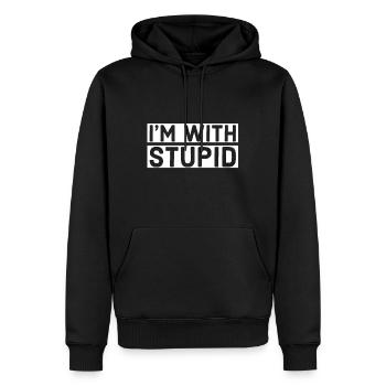 I'm with stupid - Männer Premium Bio Hoodie - Schwarz - Vorne - Nico (187cm)