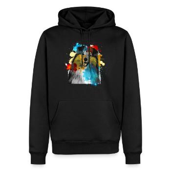 Sheltie couleurs d’eau Coloré - Sweat à capuche Premium bio Homme - noir - Devant - Nico (187cm)