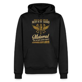 Motorradfahrerin Geschenk,Bikerin Eigenes Motorrad - Männer Premium Bio Hoodie - Schwarz - Vorne - Nico (187cm)