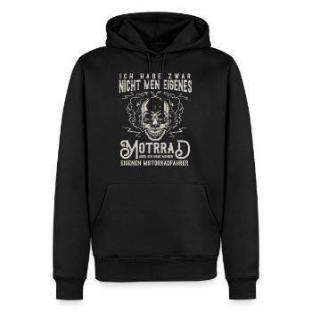 Motorradfahrerin Geschenk,Bikerin Eigenes Motorrad - Männer Premium Bio Hoodie - Schwarz - Vorne - Nico (187cm)
