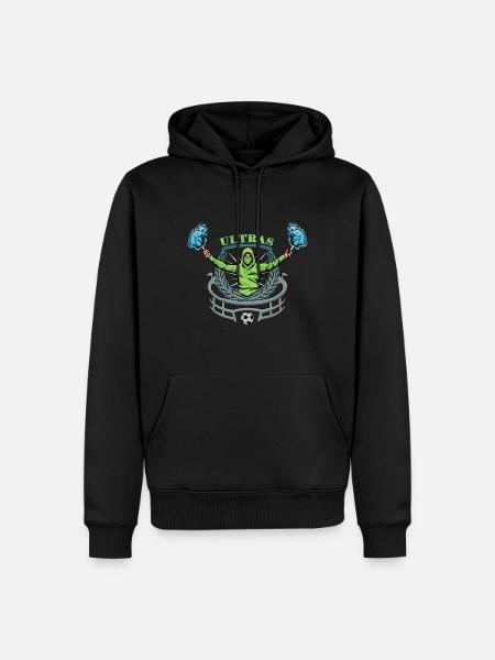 Aficionados a los Ultras de Fútbol - Sudadera con capucha prémium ecológica para hombre - negro