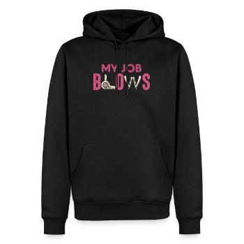 My job blows - Friseur Spruch Design - Männer Premium Bio Hoodie - Schwarz - Vorne - Nico (187cm)