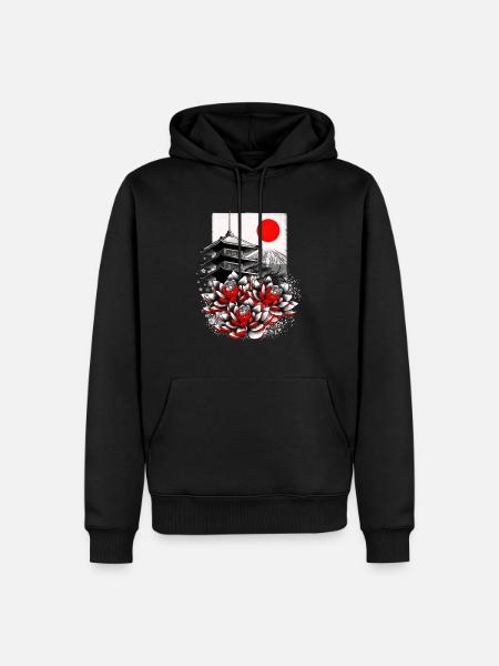Asian geisha japan lotus - Men’s Premium Organic Hoodie - black