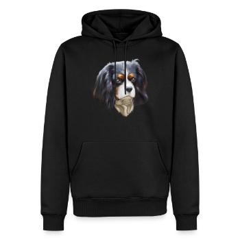 Chien King Cavalier - Sweat à capuche Premium bio Homme - noir - Devant - Nico (187cm)