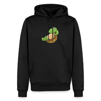 Schildkröte Lustig Comic Relax - Männer Premium Bio Hoodie - Schwarz - Vorne - Nico (187cm)