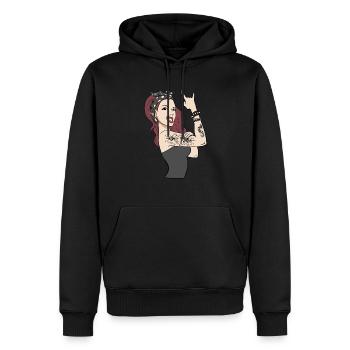 Girl Power PWR Pin Up Tattoo Rockabilly - Männer Premium Bio Hoodie - Schwarz - Vorne - Nico (187cm)