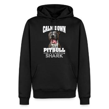 pitbull pas un requin - Sweat à capuche Premium bio Homme - noir - Devant - Nico (187cm)