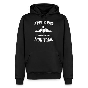 Je peux pas je me prépare pour mon trail - Sweat à capuche Premium bio Homme - noir - Devant - Nico (187cm)