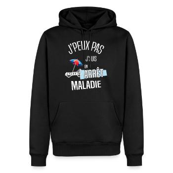 J'peux pas je suis en arrêt maladie - Sweat à capuche Premium bio Homme - noir - Devant - Nico (187cm)