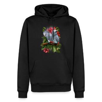 Graupapagei Sittich - Männer Premium Bio Hoodie - Schwarz - Vorne - Nico (187cm)