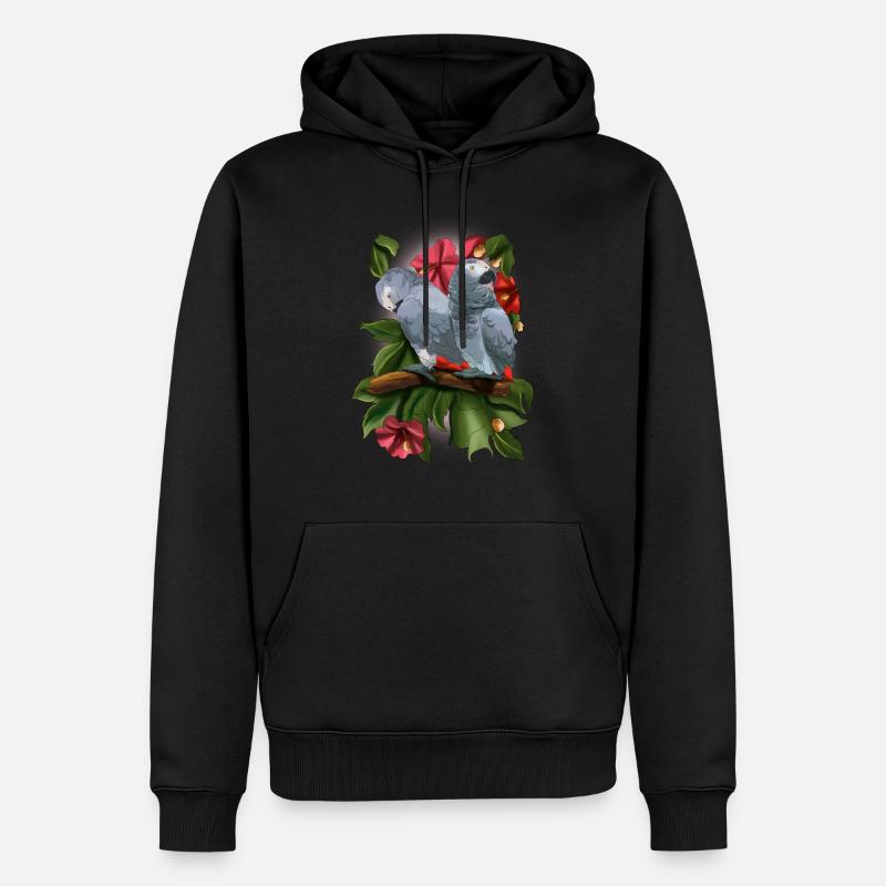 Graupapagei Sittich - Männer Premium Bio Hoodie - Schwarz
