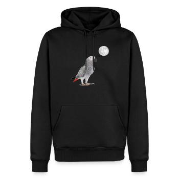 Lune de perroquet gris d'Afrique - Sweat à capuche Premium bio Homme - noir - Devant - Nico (187cm)