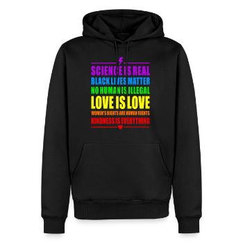 PRIDE RAINBOW LOVE SCIENCE BLACK WOMANS RIGHTS HUM - Sweat à capuche Premium bio Homme - noir - Devant - Nico (187cm)