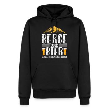 Berge und Bier Wandern Biertrinken Geschenk - Männer Premium Bio Hoodie - Schwarz - Vorne - Nico (187cm)