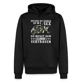 Motorradfahren ist wie Sex lustig Biker Geschenk - Männer Premium Bio Hoodie - Schwarz - Vorne - Nico (187cm)