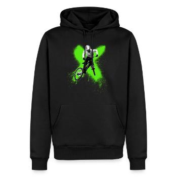 garçon cool sautant en vélo de montagne - Sweat à capuche Premium bio Homme - noir - Devant - Nico (187cm)