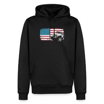 Jeep Auto Gelängewagen USA Amerika Flagge Geschenk - Männer Premium Bio Hoodie - Schwarz - Vorne - Nico (187cm)