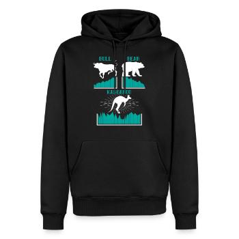 Bull Bear und Kangaroo Market Volatility Trader - Männer Premium Bio Hoodie - Schwarz - Vorne - Nico (187cm)