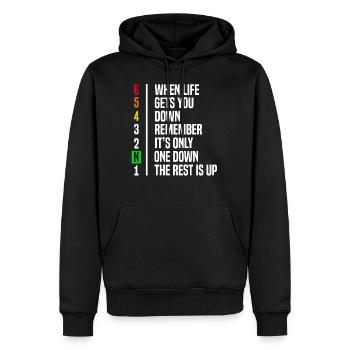 Motorcyclist Gift Gear Shift Motivation - Men’s Premium Organic Hoodie - black - Front - Nico (187cm)