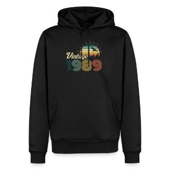 Vintage 1989 Birthday Retro Vintage 89 Gift - Men’s Premium Organic Hoodie - black - Front - Nico (187cm)