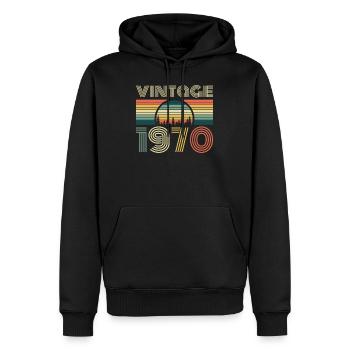 Vintage 1970 Geburtstag Retro Jahrgang 70 Geschenk - Männer Premium Bio Hoodie - Schwarz - Vorne - Nico (187cm)