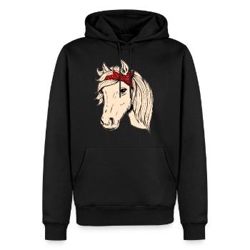 Tête de cheval avec chiffon cavalier cavalier cadeau cheval - Sweat à capuche Premium bio Homme - noir - Devant - Nico (187cm)