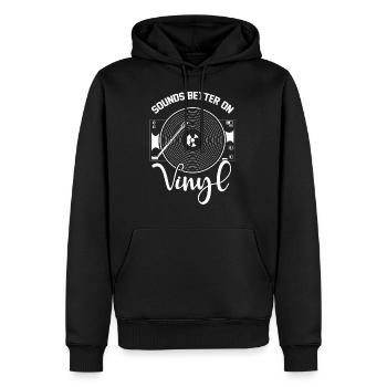 Un son meilleur sur un disque vinyle DJ - Sweat à capuche Premium bio Homme - noir - Devant - Nico (187cm)