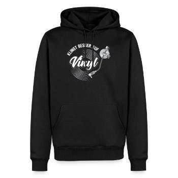 Klingt Besser auf Vinyl Audiophil DJ Geschenk - Männer Premium Bio Hoodie - Schwarz - Vorne - Nico (187cm)